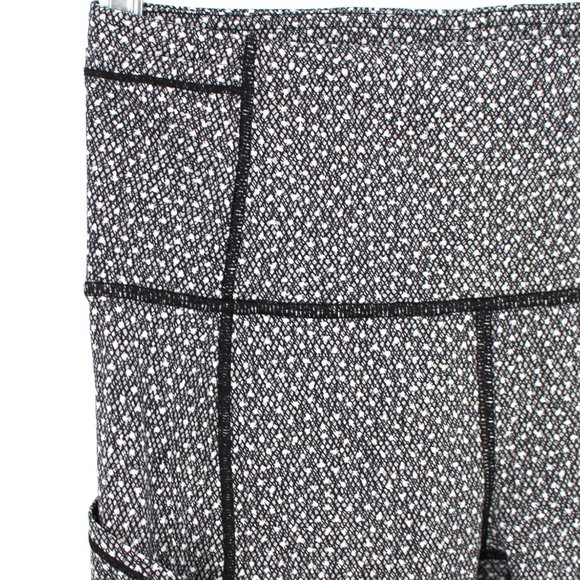 Lululemon Black White Speckled Pattern Cropped Legging Side Pockets size 4 Small - Picture 2 of 6